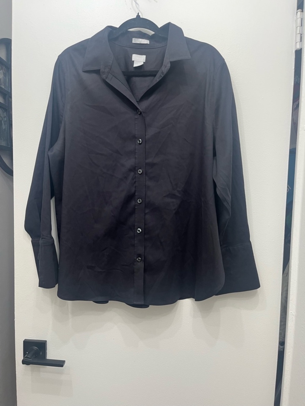 Chico’s Women’s Classic Black Button-Down Shirt Sz 3 (16)